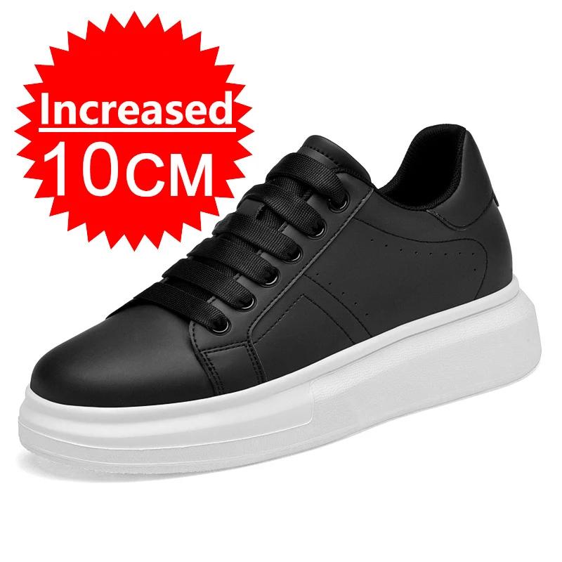Hoge Kwaliteit Leren Schoenen voor Mannen met Hoogteverhoging 6cm/8cm/10cm Optioneel Onzichtbare Hoogteverhogende Mode Witte Sportschoenen
