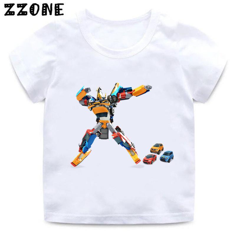 Tobot Evolution Transformer Robot Car Print Kids T-Shirts Girls Clothes Cartoon Baby Boys T Shirt Summer Children Tops