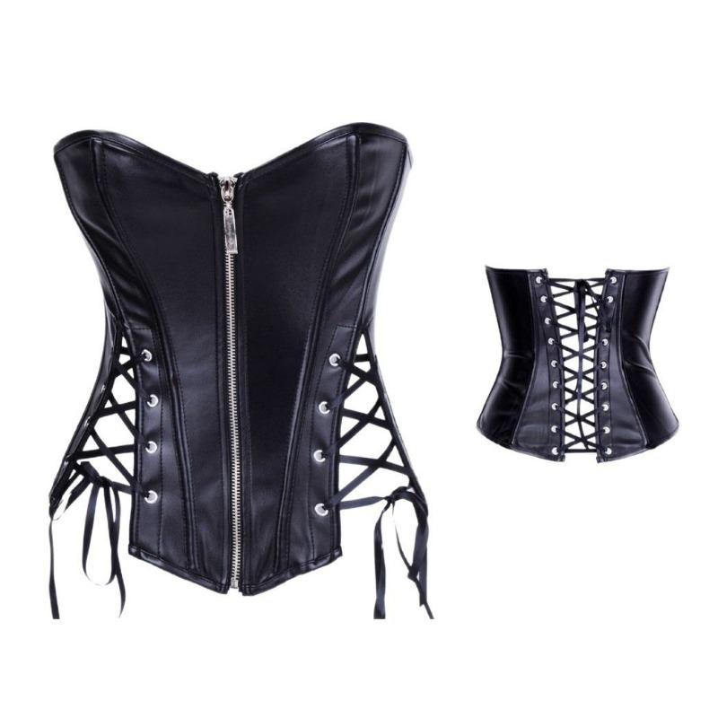 New Pu Leather Jacket Punk Style Strapless Tube Top Vest Women's Waist Shaping Garment