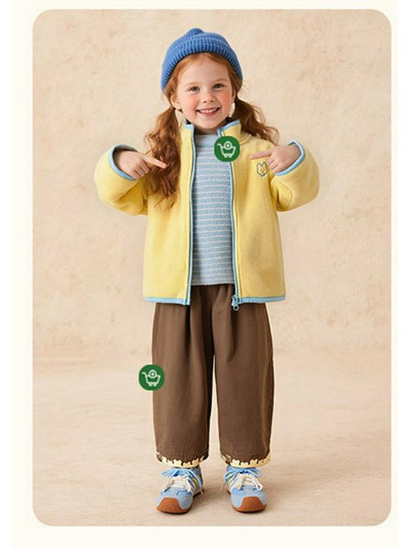 Tongbei Kids' Winter 2025 Girls' Fleece Jacket – Cute, Warm, Versatile Zip-up Top