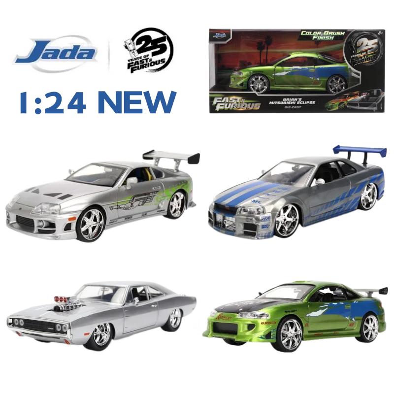 Jada 1:24 25th Fast & Furious Alloy Cars,Mitsubishi Eclipse Brian Toyota Supra Dodge Charger Die-Cast Model,Collector's Gift Toy