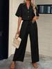 Elegant Plain Color Twopiece Suit With Splicing Design For Women Casual Office Wear