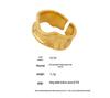 18K Gold-Plated Irregular Embossed Open Ring - Stainless Steel, Fade-Resistant