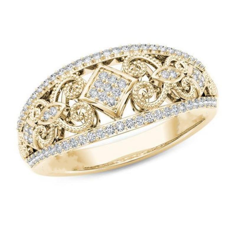 Inel de logodnă cu charm, piatră cubică de zirconiu alb, culoare aurie, verighete, bijuterii pentru femei, cadouri de petrecere