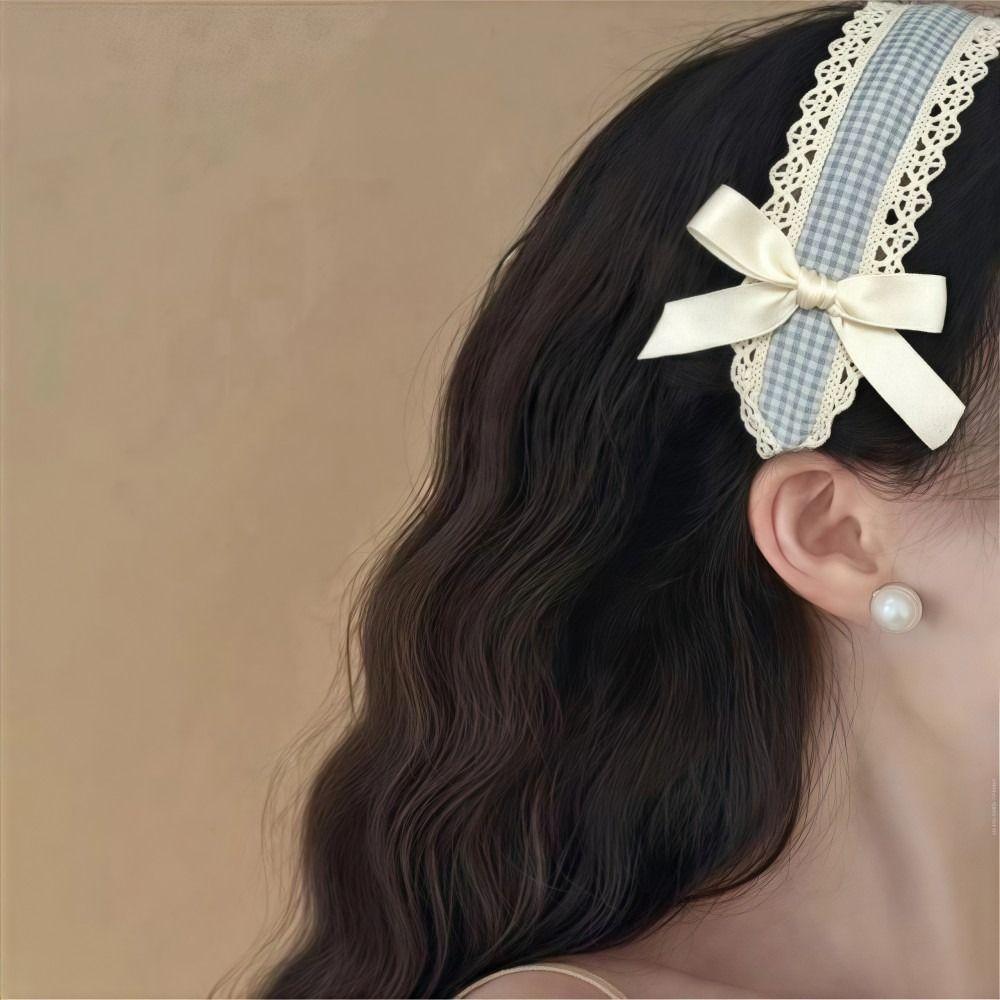 Korean Fairy Elegant Lace Bow Headband Adjustable Non-slip Hair Hoop Fashion U Shape Headwear Women Girl Hair Accessory