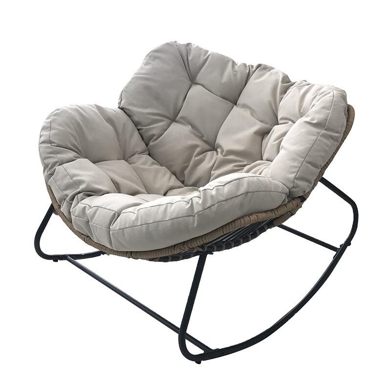 Wrought Iron Reclining Rattan Rocking Chair