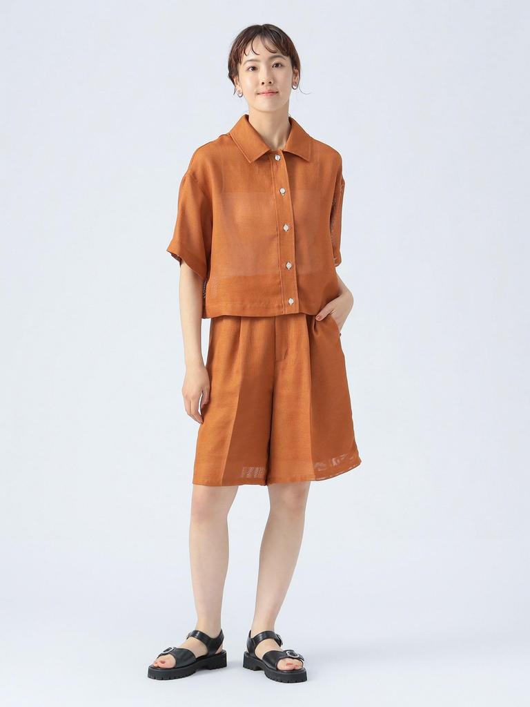 Beams Heart Mesh One Size Women's S/S Shirt, Camel,