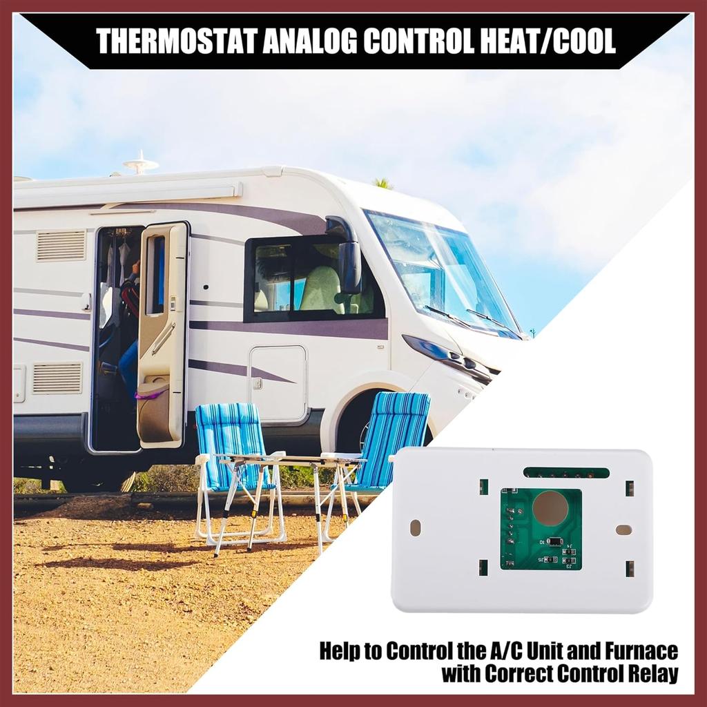 RV Analog Control Heating/Cooling Thermostat Kit for for Campers Motorhome/for Duo-Therm Thermostat RV Analog Control / 40-90°F Temp on A/C and