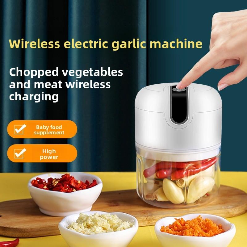 Garlic paste artifact, electric garlic masher, small grinder to beat garlic, household baby food supplement cooking meat grinder to peel garlic