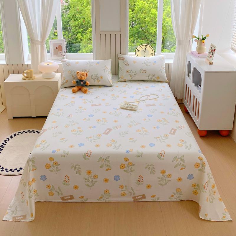 100% Cotton Floral Printing Bed Sheet Comfortable Skin Friendly Queen Flat Sheets for Bed High Quality Pure Cotton Bedsheet King