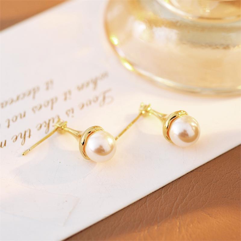 Crystal Waterdrop Imitation Pearl Stud Earrings for Women Exquisite Simple Fashion Sweet Personality Temperament Jewelry