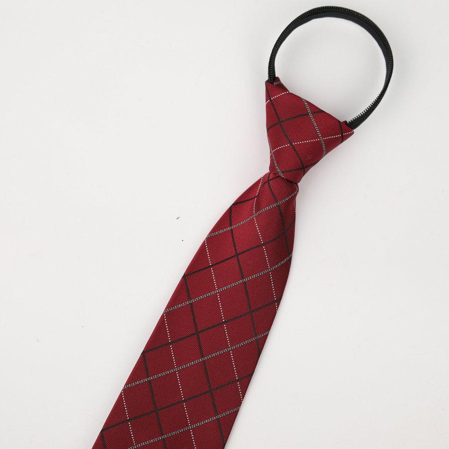 Men's No-Iron Zipper Striped Formal Tie with Logo, 8cm