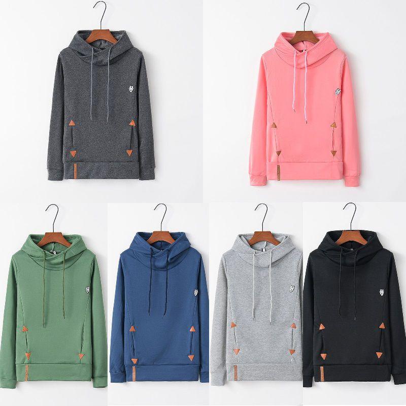Womens Soft And Comfortable Long Sleeve Hooded Hoodies With Pure Color Sport Coat
