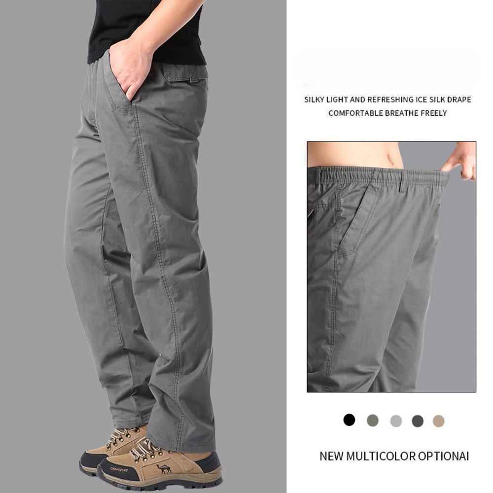 Casual Pants Men's Spring Autumn Cotton Cargo Trousers Large Sports Pants Loose Straight Man Elastic Waist Work Pants