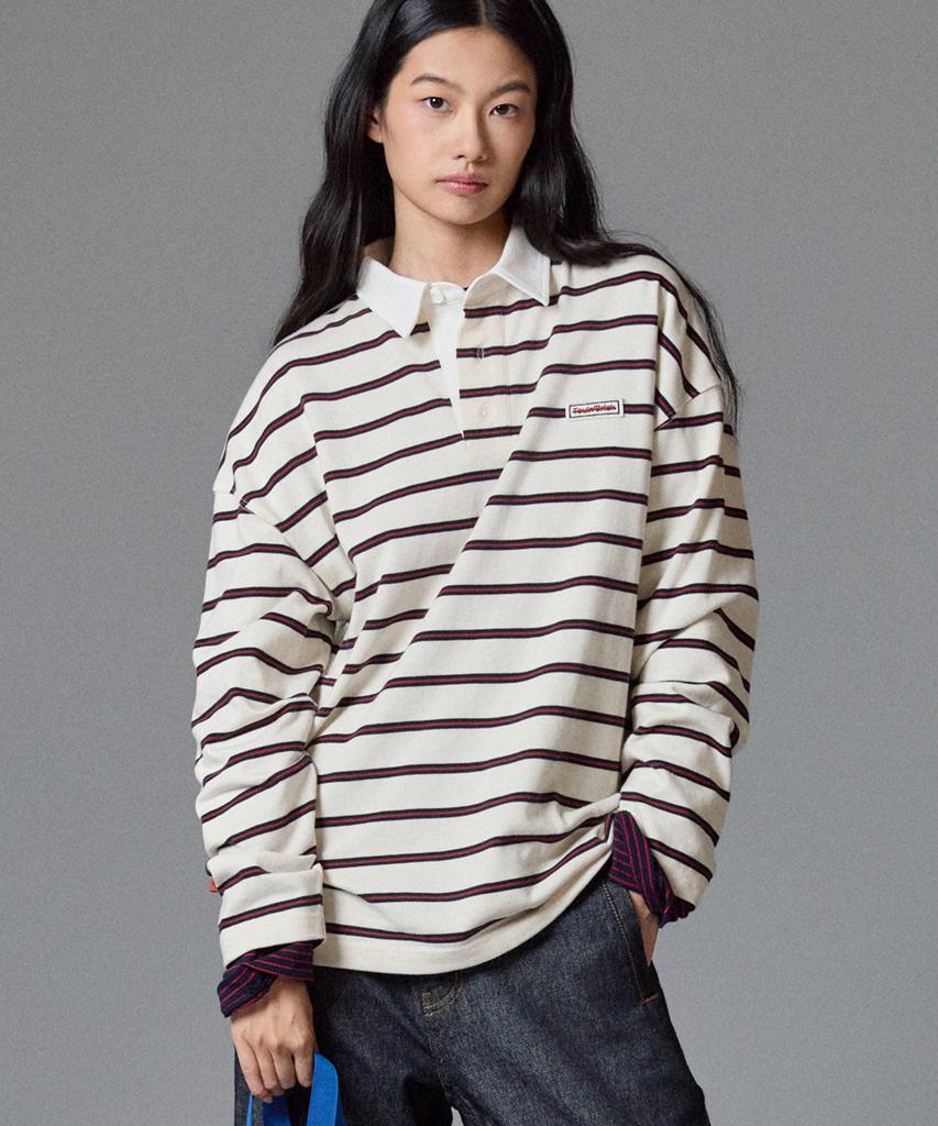 TOULN BRICK Tb-Stripe Rugby T-Shirt Iv (E6W10G3201)