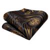 Hi-Tie Dunkelgoldenes Paisleymuster, Jacquard-Krawatte aus Seide für Herren, klassische Krawatte, Manschettenknöpfe, Taschentuch-Set