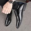 TEMU South East Asia Business Casual Leather Shoes Versatile Fashion Dress Lace-up Men's Leather Shoes Men's Shoes Soft Leather Square Heels