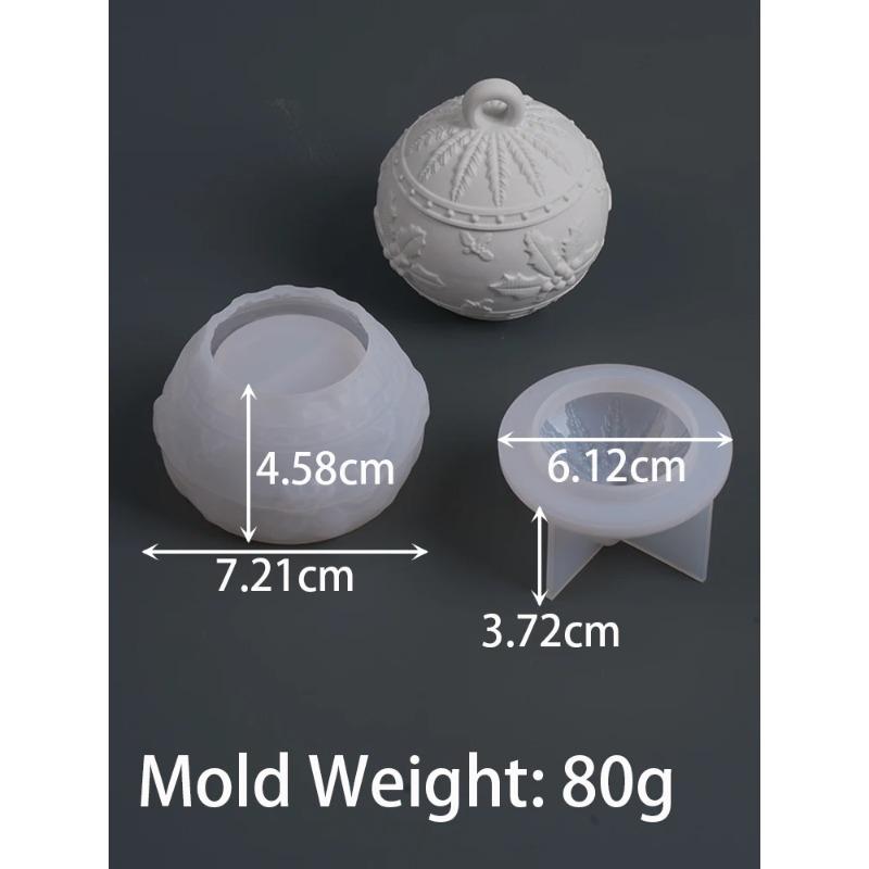 Jul Lättnad Snö Bär Ljusburk Silikonform DIY Rund Boll Förvaringslåda Formar Gips Harts Tillverkningskit Jul Hantverk Dekoration