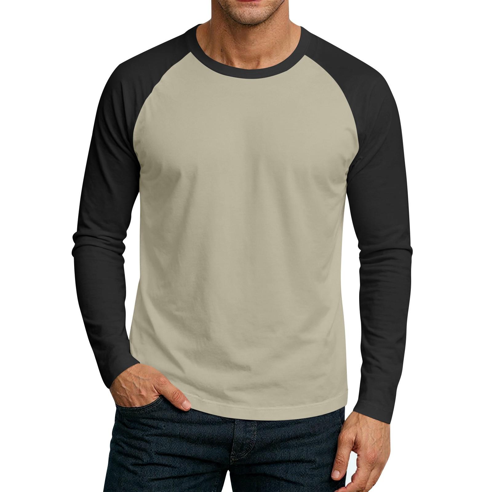 

Мужской топ-футболка с круглым вырезом и длинным рукавом XL бежевый