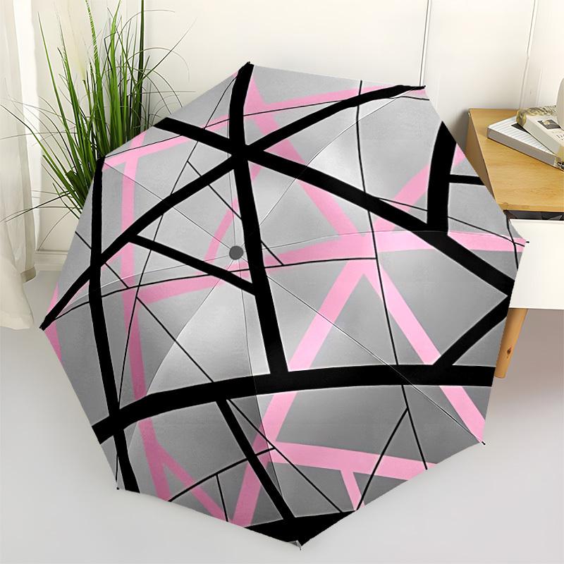 

1pc Geometric Pattern Automatic Opening/Closing Folding Umbrella with 8 Ribs,Windproof Portable Sunshade Umbrella Holiday gift yy260401004