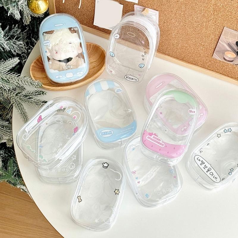 Transparent PVC Keychain Doll Storage Pouch For Mini Figures Toys School Accessories Kids Teens Travel Organizer