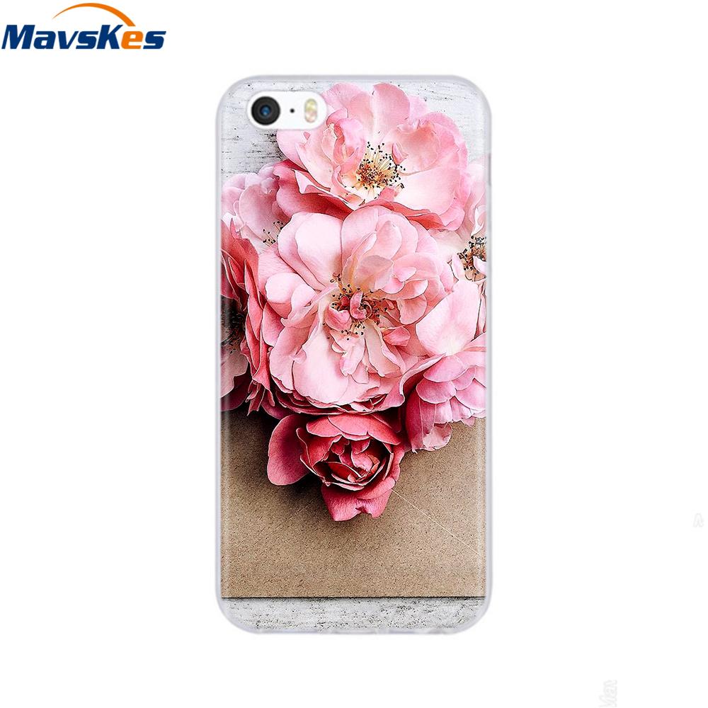 soft tpu case for iPhone 4 4s 5 5s SE 6 6s cute cartoon cat flower fashionable silicone phone case cover full protective coque