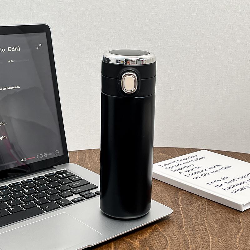 Smart Insulated 304 Stainless Steel Double-layer Vacuum Cup with Pop-up Lid and Custom Logo Option