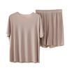 2Pcs/Set Men Pajamas Set O-Neck Short Sleeve T-shirt Elastic Waist Shorts Set Solid Color Home Clothing Suit