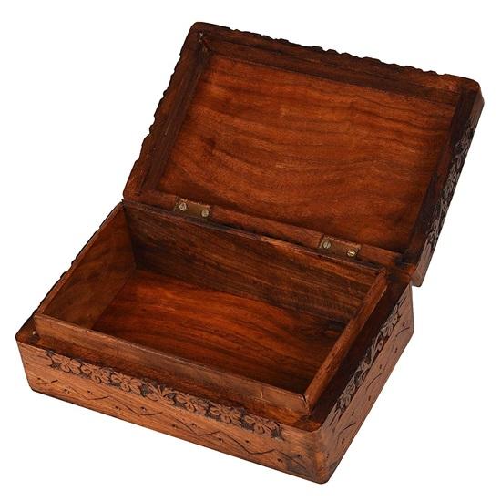 Wooden Jewelry Box For Women 20.32cm Jewelry Organizer Square Wood