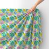 Royal Samt Stoff Polyester Zum Nähen - Motiv Ananas Palme Flamingo