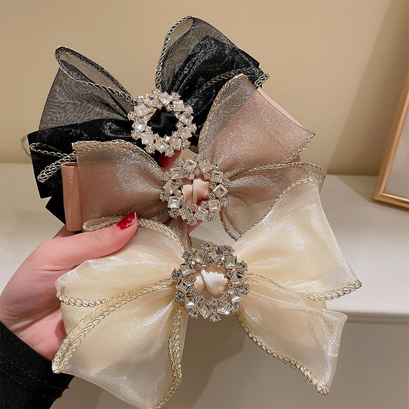 Shiny Rhinestones Bow Hair Accessories Hairpin Crystal Hair Clip for Girls Headdress