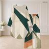 Women Plus Size Round Neck Long Sleeve Printed Navy Blue White High Low Top Wide Leg Pants Two Piece Set