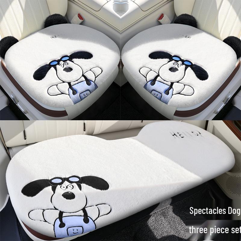 Winter Plush Cute Cartoon Car Seat Cushion - High-End Interior Accessory