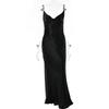 Women's Cowl Neck Sleeveless Midi Dress Fitted High Waist Elegant Satin Spaghetti Strap Backless Evening Dress