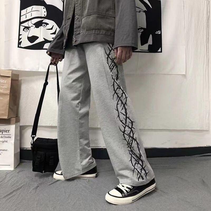 

Korean Wide Leg Pants Personal Skull K-style Loose Pants Personalized Skull gray2 M