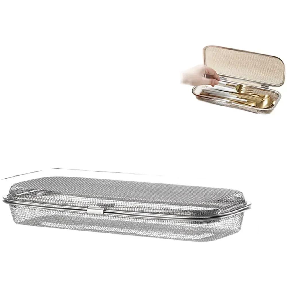 Kitchen Chopsticks Organizer Made of 304 Stainless Steel with Lid and Mesh Drainer for Efficient Water Drainage Dishwasher Safe