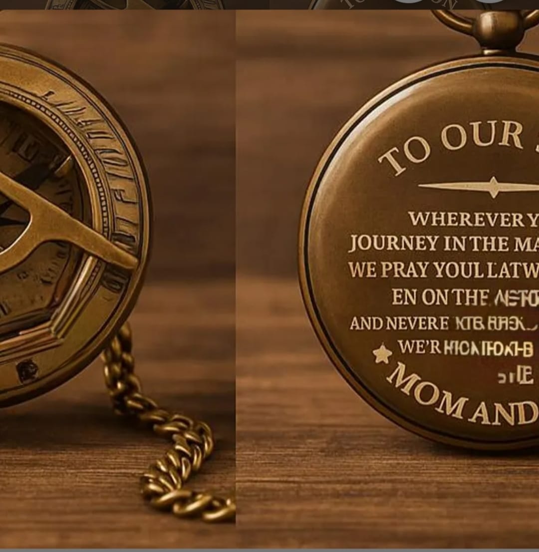 

3 Brass Antique Sundial Compass with Engraving Vintage Navigation Compass Personalized Gift for Son Graduation Birthday Travel Keepsake коричневий/мідний