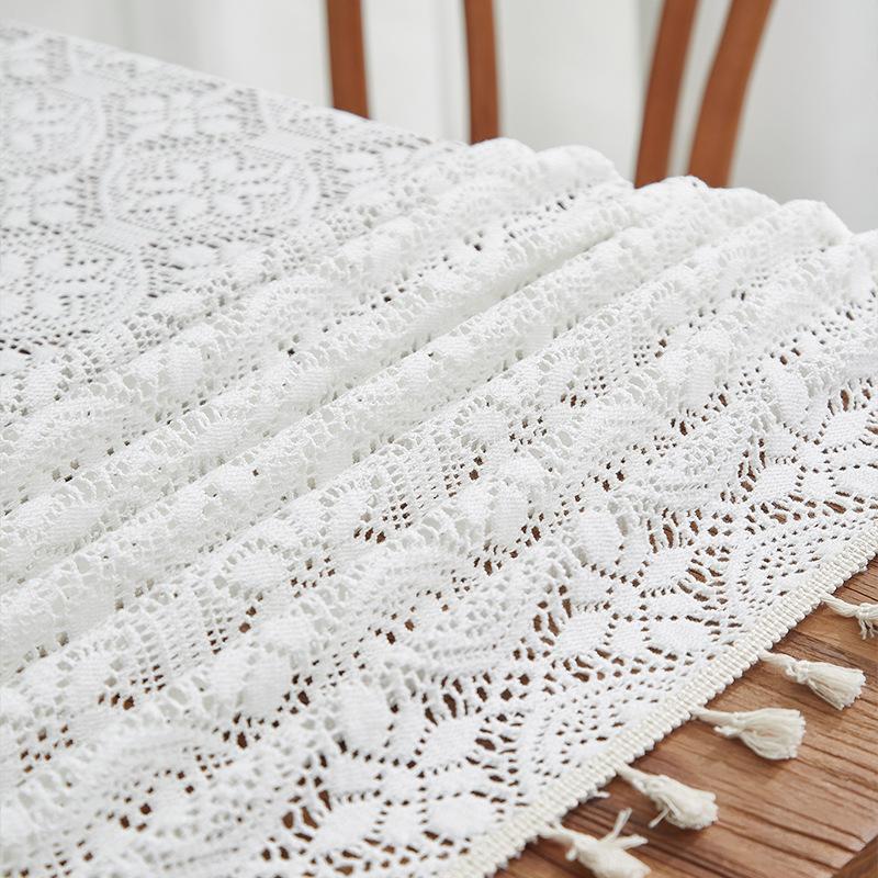 1pc, Tablecloth, Vintage Hollow Out Lace Pastoral Style Rectangular Floral Branch Mesh Table Cloth