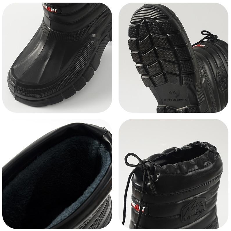 EVA velvet warm waterproof snow boots men's outdoor kitchen dirt-resistant non-slip wear-resistant medium tube cotton shoes winter