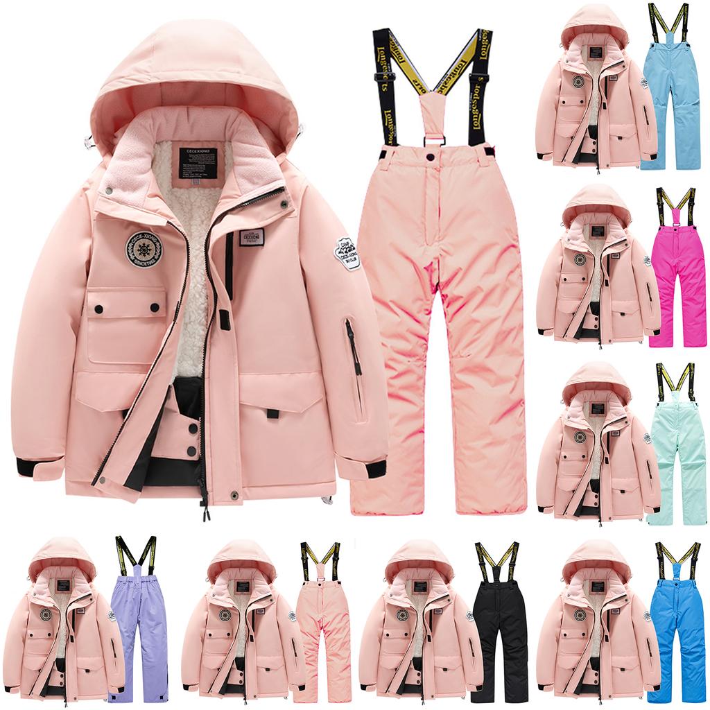 Dětská módní lyžařská souprava Chlapecká a dívčí zateplená voděodolná teplá lyžařská bunda a kalhoty Oblečení set