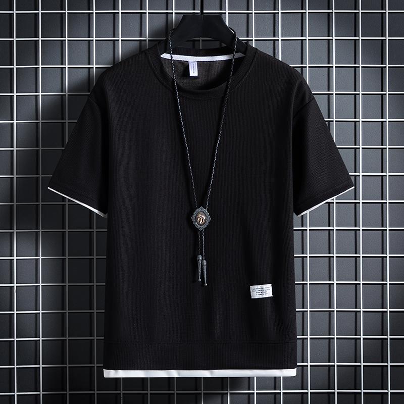 Мужская спортивная футболка сплошного цвета свободные стили размер XXXXXL чёрный 1119₽