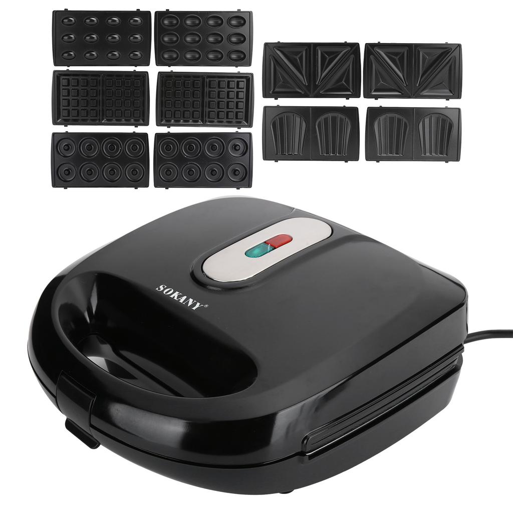 750W 6-v-1 snídaňový vaflovač Elektrický vaflovač Sendvičový sendvič Panini Madeleines EU zástrčka 220V elektrický vaflovač