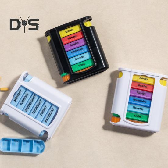 Pillendose, Medikamenten-Aufbewahrungsbox mit mehreren Fächern, BPA-frei, wasserdicht, feuchtigkeitsbeständig, wöchentliche Pillenbox