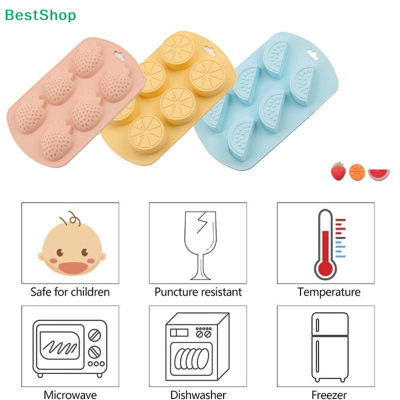 Fruit Shape Silicone Molds (Lemon/Strawberry/Watermelon) - 6-Cavity Baking Molds for Chocolate/Candy/Pudding