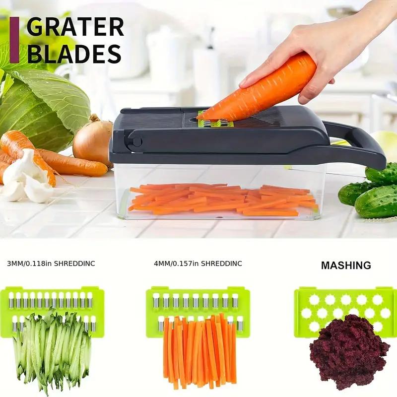 16-in-1 Multifunctional Vegetable Chopper Manual Food Slicer Dicer with Container Vegetable Cutter for Onion, Carrot, Garlic Kitchen Gadgets