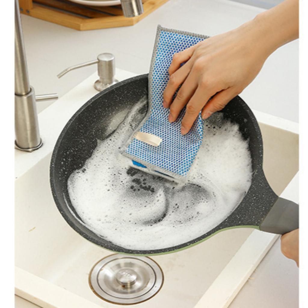 Double Sided, Silver Wire Cloth, Cleaning Cloth, Non Damaging To The Pot, Kitchen Cloth, Household, Oil Proof, Degreasing, Scouring Pad