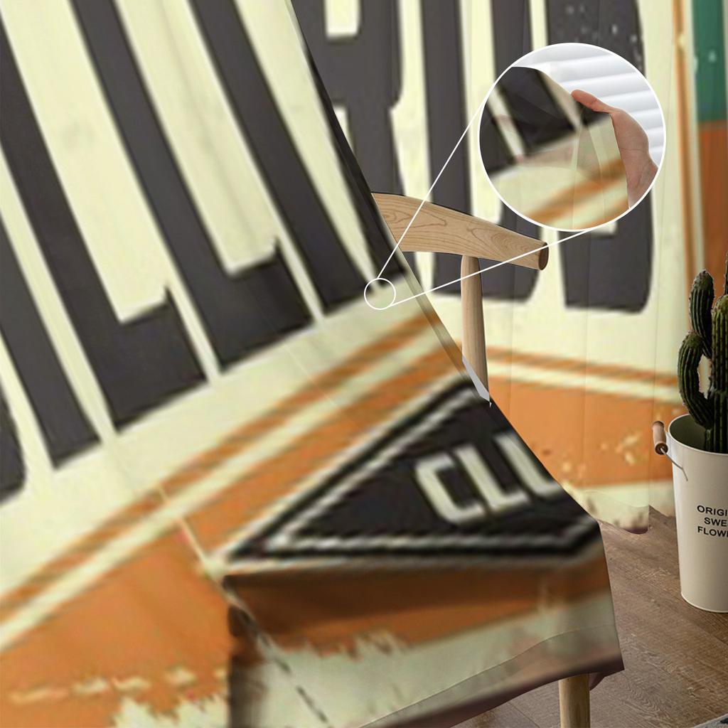 Retro Billiards Sign Design With Black Eight Ball Chiffon Sheer Curtains for Living Room Bedroom Window Voiles Tulle Curtain