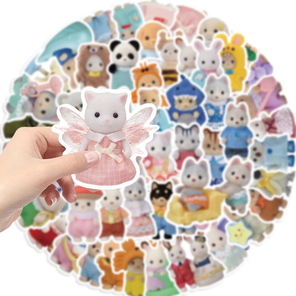 55PCS Calico Critters Stickers Cute Cartoon Mug Laptop Computer Luggage Decoration Waterproof Stickers
