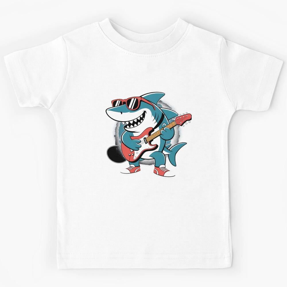 Shark Playing Guitar Kids T-Shirt 110