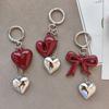 Circle Clip Bag Charm Acrylic Purse Accessory Cute Red Bow Keychain  Gift